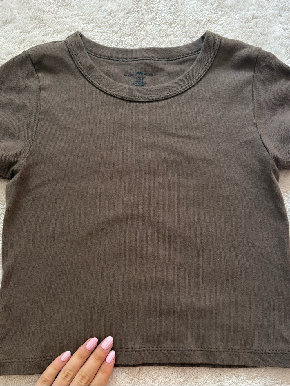 Short Sleeve Crewneck Top - Brown